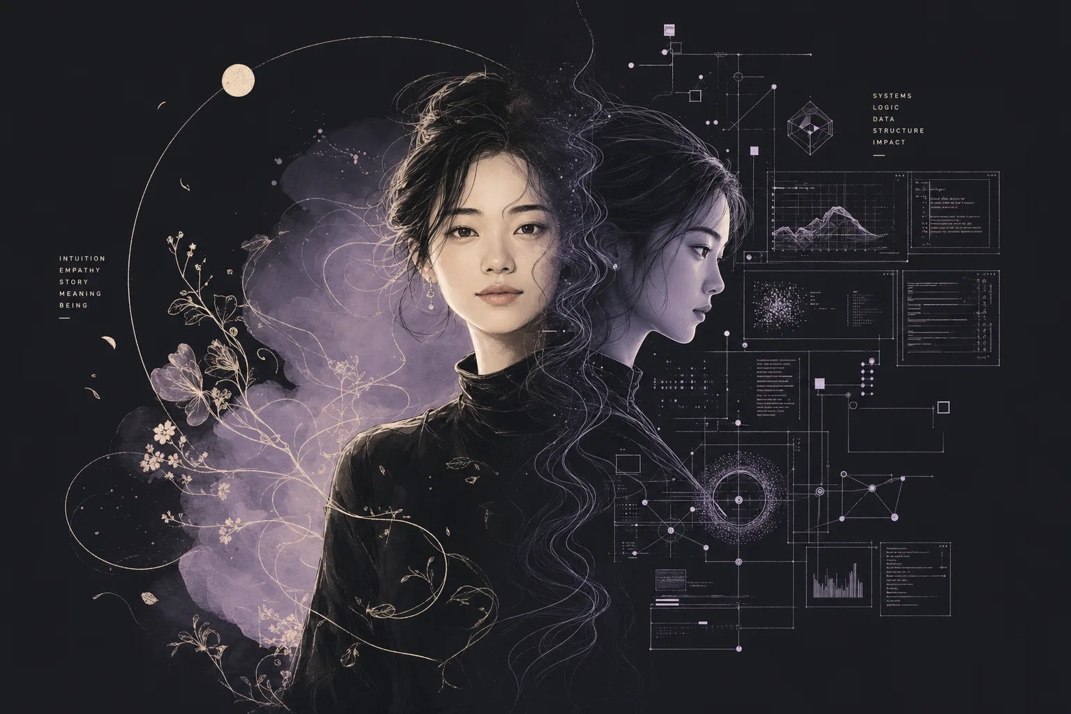 two figures, one dark — the twin