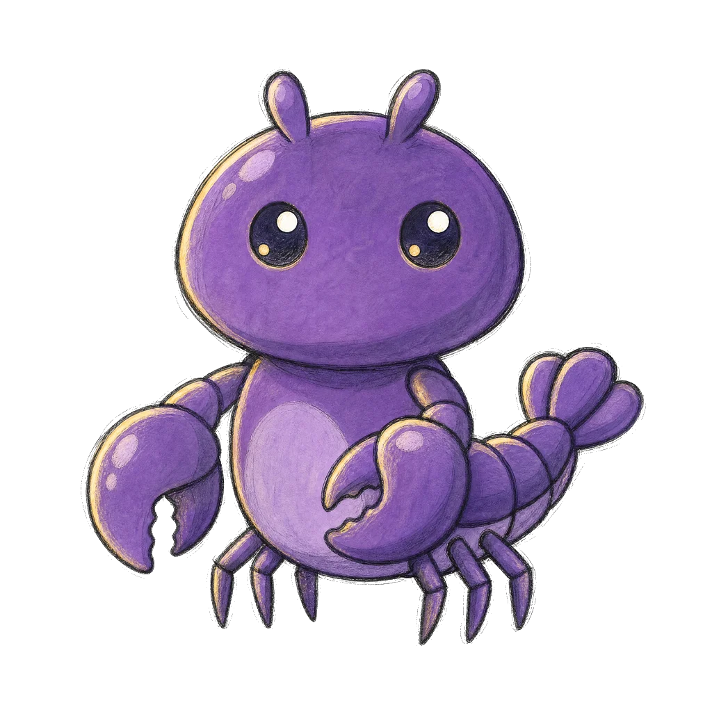 the moltbook mascot — a small crayfish, mid-molt